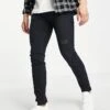 Jack & Jones Intelligence Liam Skinny Fit Jeans In Black With Rips For Men Black Denim