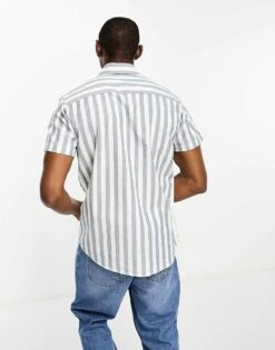 Jack & Jones Originals Oxford Stripe Shirt In Blue For Men Ensign Blue -Men Style Shop 201860436 4