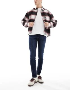 Jack & Jones Intelligence Liam Skinny Fit Jeans In Mid Blue Wash For Men Blue Denim -Men Style Shop 202078705 2