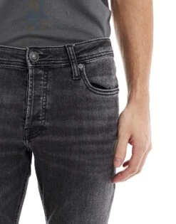 Jack & Jones Intelligence Glenn Slim Tapered Fit Jeans In Black Wash For Men Black Denim -Men Style Shop 202084318 4