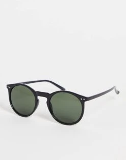 Jack & Jones Round Sunglasses In Black For Unisex Black J947400