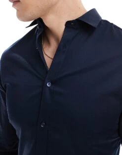 Jack & Jones Premium Slim Fit Shirt In Navy For Men Navy Blazer -Men Style Shop 202355336 2