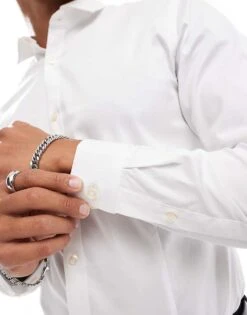 Jack & Jones Premium Super Slim Fit Stretch Smart Shirt In White For Men -Men Style Shop 202676510 4