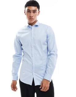 Jack & Jones Premium Super Slim Fit Stretch Smart Shirt In Blue For Men Cashmere Blue -Men Style Shop 202677736 1 cashmereblue 1