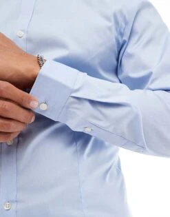 Jack & Jones Premium Super Slim Fit Stretch Smart Shirt In Blue For Men Cashmere Blue -Men Style Shop 202677736 2