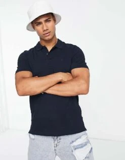 Jack & Jones Essentials Slim Fit Pique Logo Polo In Navy For Men Navy Blazer -Men Style Shop 202851525 3