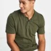 Jack & Jones Essentials Slim Fit Pique Logo Polo In Green For Men Olive Night