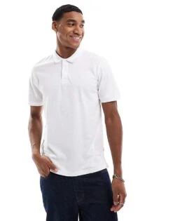 Jack & Jones Essentials Slim Fit Pique Logo Polo In White For Men -Men Style Shop 202851785 1 white 1