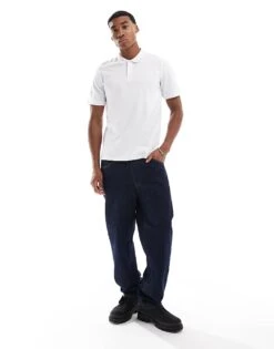 Jack & Jones Essentials Slim Fit Pique Logo Polo In White For Men -Men Style Shop 202851785 2