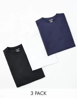 Jack & Jones Originals 3 Pack Curve Longline T-shirt In White/navy/black For Men White Navy Black -Men Style Shop 202853549 1 whitenavyblack 1