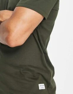 Jack & Jones Essentials Longline T-shirt With Curve Hem In Khaki For Men Forest Night -Men Style Shop 202854075 3
