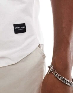 Jack & Jones Essentials Longline T-shirt With Curve Hem In White For Men -Men Style Shop 202854366 3