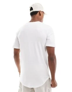 Jack & Jones Essentials Longline T-shirt With Curve Hem In White For Men -Men Style Shop 202854366 4