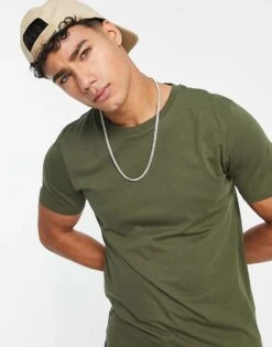 Jack & Jones Essentials T-shirt In Cotton With Crew Neck In Khaki - MGREEN For Men Olive Night -Men Style Shop 202857098 1 olivenight 1