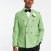 Jack & Jones Premium Double Breasted Suit Jacket In Green For Men Jade Sheen -Men Style Shop 202939279 1 jadesheen