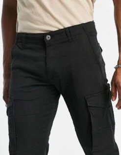 Jack & Jones Intelligence Cuffed Cargo Trouser In Black For Men -Men Style Shop 202949471 3