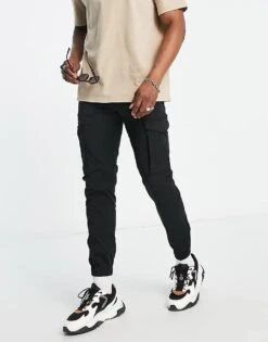 Jack & Jones Intelligence Cuffed Cargo Trouser In Black For Men -Men Style Shop 202949471 4