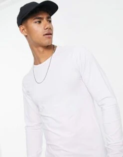 Jack & Jones Essentials Long Sleeve T-shirt In White For Men Opt White -Men Style Shop 202957147 2