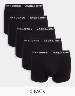 Jack & Jones 5 Pack Trunks In Black For Men -Men Style Shop 202998775 1 black 1