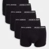 Jack & Jones 5 Pack Trunks In Black For Men