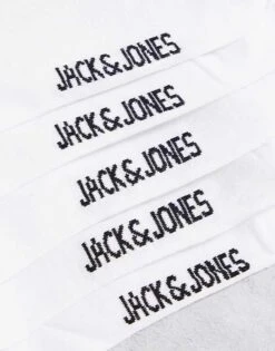 Jack & Jones 5 Pack Logo Sports Socks In White For Men -Men Style Shop 202999523 2