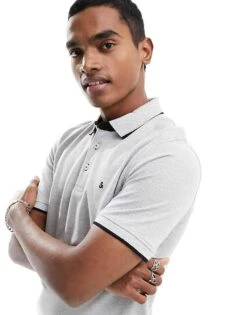 Jack & Jones Essentials Jersey Polo In Grey Melange For Men Light Grey Melange -Men Style Shop 203064441 1 lightgreymelange 1