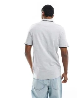 Jack & Jones Essentials Jersey Polo In Grey Melange For Men Light Grey Melange -Men Style Shop 203064441 4