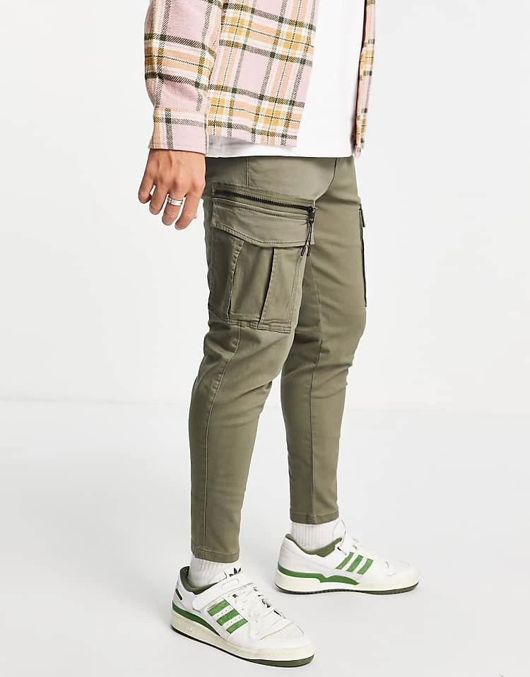 Jack & Jones Tapered Cargo Trousers In Khaki For Men 6 Jack & Jones Tapered Cargo Trousers In Khaki For Men - Image 5