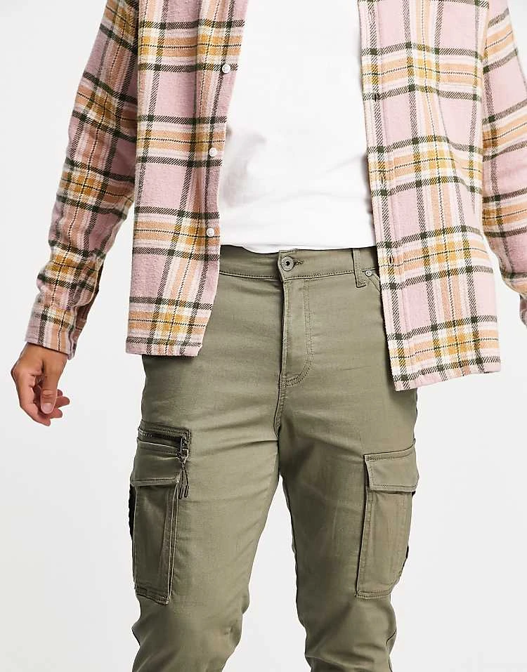 Jack & Jones Tapered Cargo Trousers In Khaki For Men 3 Jack & Jones Tapered Cargo Trousers In Khaki For Men - Image 2