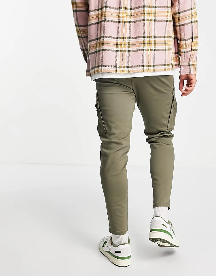 Jack & Jones Tapered Cargo Trousers In Khaki For Men 4 Jack & Jones Tapered Cargo Trousers In Khaki For Men - Image 3