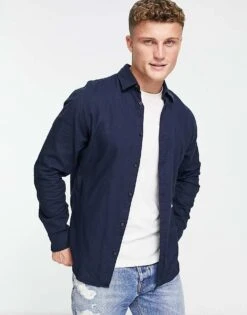 Jack & Jones Originals Flannel Shirt In Navy For Men Navy Blazer -Men Style Shop 203573684 1 navyblazer 1