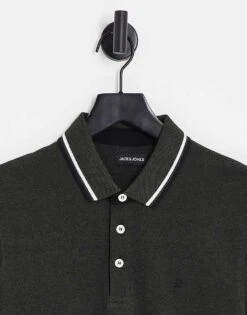 Jack & Jones Essentials Tipped Polo In Green For Men Forest Night Play -Men Style Shop 203588553 3