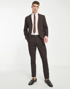 Jack & Jones Premium Super Slim Fit Suit Jacket In Chocolate For Men Black Coffee -Men Style Shop 203682925 4