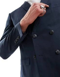 Jack & Jones Premium Double Breasted Suit Jacket In Navy For Men Navy Blazer -Men Style Shop 203683712 3