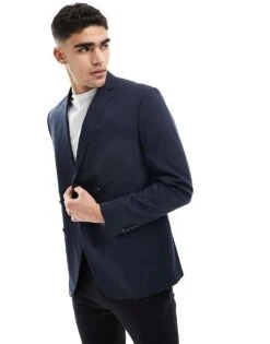 Jack & Jones Premium Double Breasted Suit Jacket In Navy For Men Navy Blazer -Men Style Shop 203683712 5