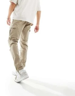 Jack & Jones Intelligence Loose Fit Washed Cargo Trouser In Beige For Men Dune -Men Style Shop 203754486 3