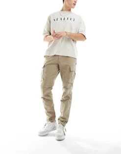 Jack & Jones Intelligence Loose Fit Washed Cargo Trouser In Beige For Men Dune -Men Style Shop 203754486 5