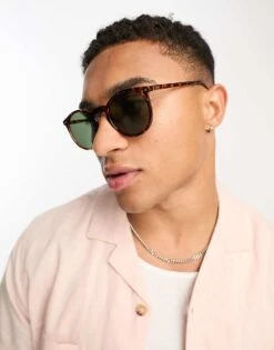 Jack & Jones Round Sunglasses In Tortoiseshell For Men Detail:j1485-00 -Men Style Shop 204245506 1 detailj148500 1