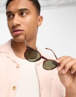 Jack & Jones Round Sunglasses In Tortoiseshell For Men Detail:j1485-00 -Men Style Shop 204245506 3