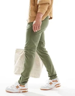 Jack & Jones Intelligence Slim Fit Chino In Khaki For Men Deep Lichen Green -Men Style Shop 204245532 2