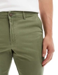 Jack & Jones Intelligence Slim Fit Chino In Khaki For Men Deep Lichen Green -Men Style Shop 204245532 3