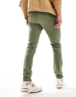 Jack & Jones Intelligence Slim Fit Chino In Khaki For Men Deep Lichen Green -Men Style Shop 204245532 4
