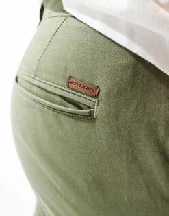 Jack & Jones Intelligence Slim Fit Chino In Khaki For Men Deep Lichen Green -Men Style Shop 204245532 5