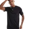 Jack & Jones Essentials Longline T-shirt With Curve Hem & Pocket In Black For Men -Men Style Shop 204245749 1 black