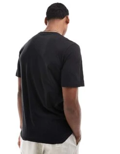 Jack & Jones Essentials Longline T-shirt With Curve Hem & Pocket In Black For Men -Men Style Shop 204245749 4