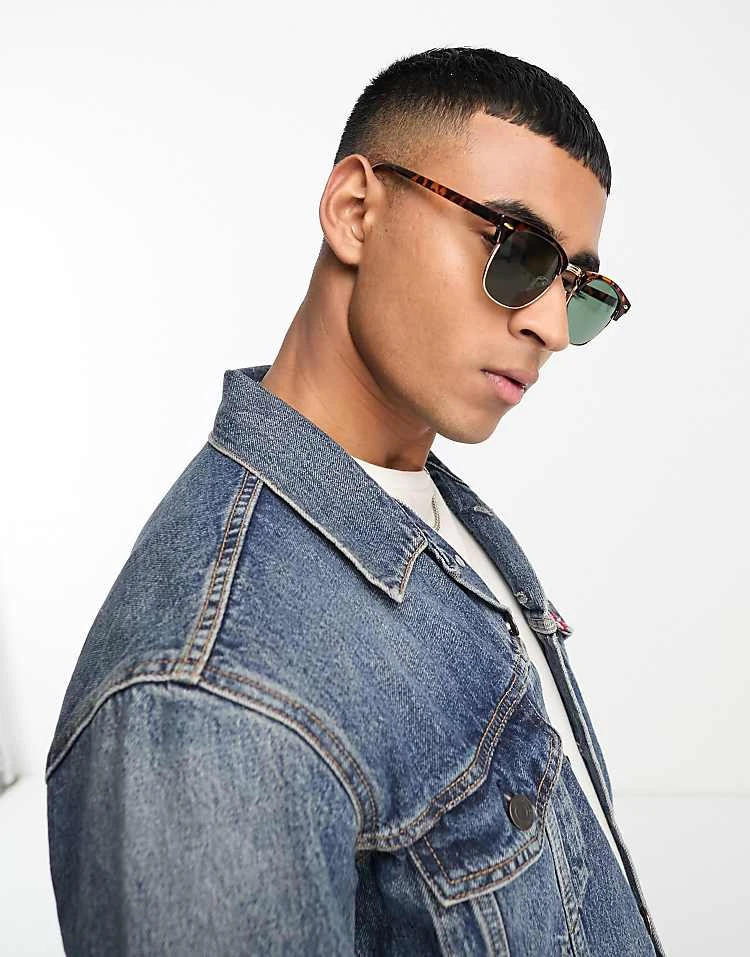 Jack & Jones Retro Frame Sunglasses In Tortoiseshell For Men Detail:j6867-00 3 Jack & Jones Retro Frame Sunglasses In Tortoiseshell For Men Detail:j6867-00