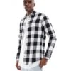 Jack & Jones Essentials Flannel Buffalo Check Shirt In Black & White For Men Whisper White