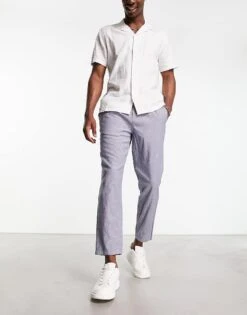 Jack & Jones Intelligence Drawstring Linen Mix Trouser In Blue For Men Blue Indigo -Men Style Shop 204389868 3