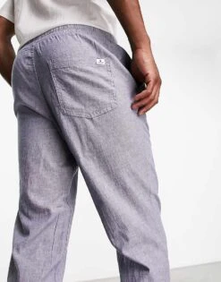 Jack & Jones Intelligence Drawstring Linen Mix Trouser In Blue For Men Blue Indigo -Men Style Shop 204389868 4