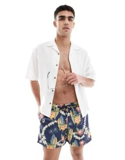 Jack & Jones Intelligence Swim Shorts In Navy Floral Print For Men Sky Captain -Men Style Shop 204390409 1 skycaptain 1